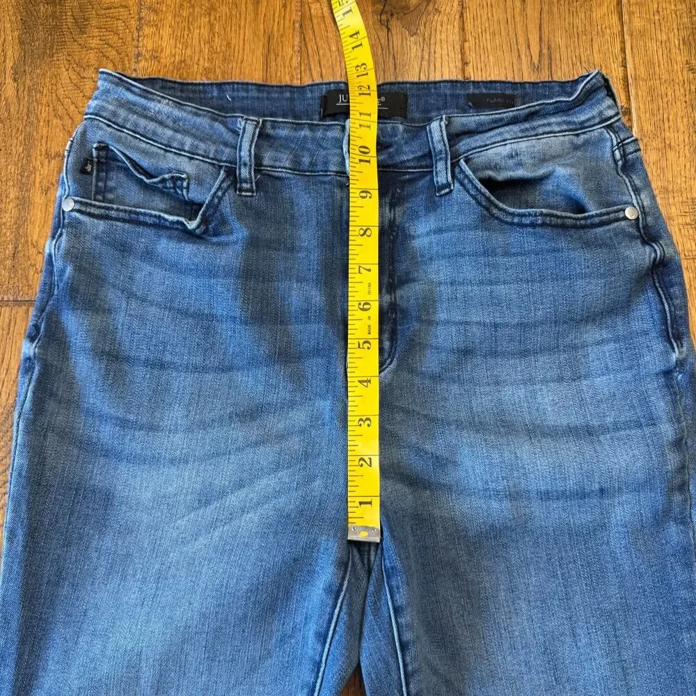 Judy Blue Flare Fit Jeans Womens 11/30 Med Wash Denim Stretch High Rise - Picture 5 of 8